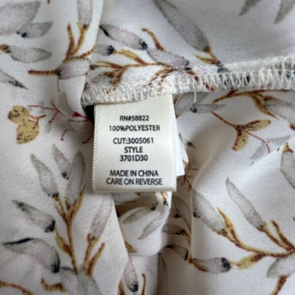 Max Studio London Womens Floral Long Sleeve Button Down Shirt Blouse XL White - Picture 4 of 8